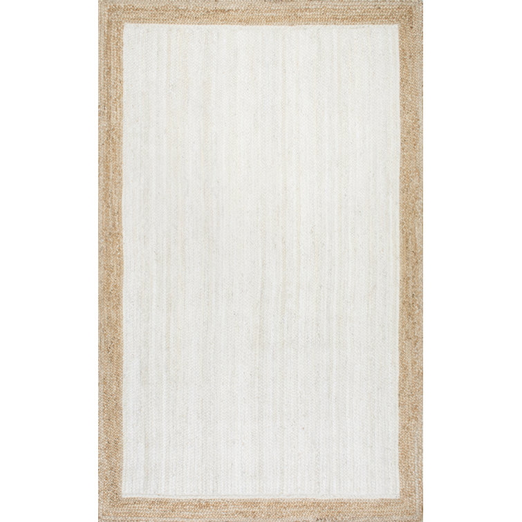Highland Dunes Palermo Casual Bordered Power Loom Jute Off White Rug